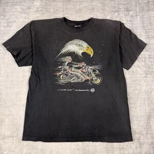 Vtg Biker Shirt Mens XL Black Native American Authentics 1997 Motorcycle Eagle